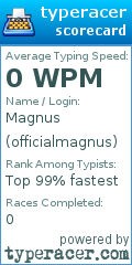 Scorecard for user officialmagnus
