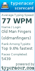 Scorecard for user oldmanfingers