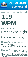 Scorecard for user omniscientknight