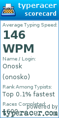 Scorecard for user onosko