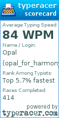 Scorecard for user opal_for_harmony