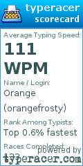 Scorecard for user orangefrosty