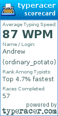 Scorecard for user ordinary_potato