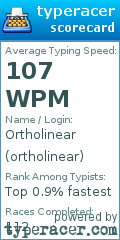 Scorecard for user ortholinear