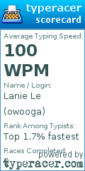 Scorecard for user owooga