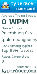 Scorecard for user palembangpoenya