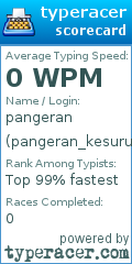 Scorecard for user pangeran_kesurupan