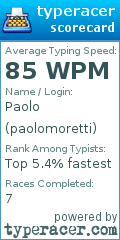 Scorecard for user paolomoretti