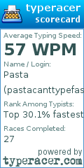 Scorecard for user pastacanttypefast