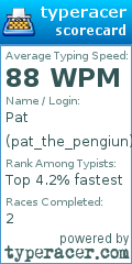 Scorecard for user pat_the_pengiun