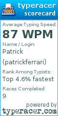 Scorecard for user patrickferrari