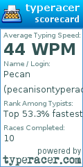 Scorecard for user pecanisontyperacer