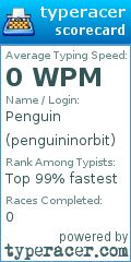 Scorecard for user penguininorbit