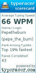 Scorecard for user pepe_the_burn