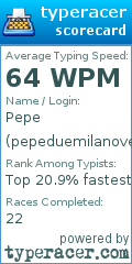 Scorecard for user pepeduemilanove