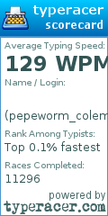 Scorecard for user pepeworm_colemak