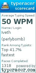 Scorecard for user perlybomb