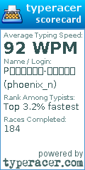 Scorecard for user phoenix_n