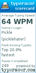 Scorecard for user picklehater