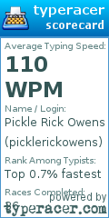 Scorecard for user picklerickowens