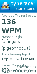 Scorecard for user pigeonnoquit