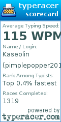 Scorecard for user pimplepopper2015