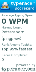 Scorecard for user pingpiww