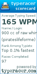 Scorecard for user pirateslifeforme