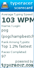 Scorecard for user pogchampbestchamp
