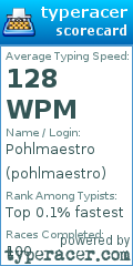 Scorecard for user pohlmaestro
