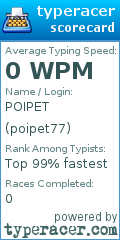 Scorecard for user poipet77