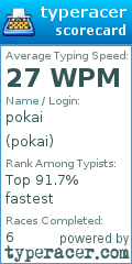 Scorecard for user pokai