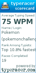 Scorecard for user pokemonchallenges