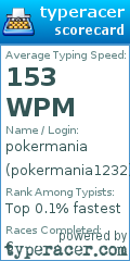 Scorecard for user pokermania1232