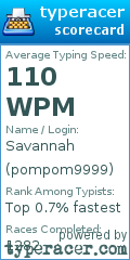 Scorecard for user pompom9999