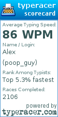 Scorecard for user poop_guy