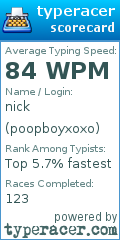 Scorecard for user poopboyxoxo
