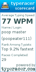 Scorecard for user poopeater111