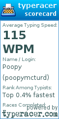 Scorecard for user poopymcturd