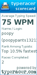 Scorecard for user poopypants132132