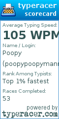 Scorecard for user poopypoopymanny