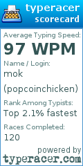 Scorecard for user popcoinchicken