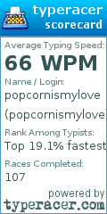 Scorecard for user popcornismylove