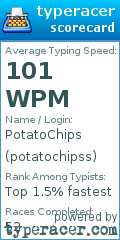 Scorecard for user potatochipss