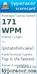Scorecard for user potatofishcake