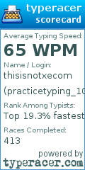 Scorecard for user practicetyping_101