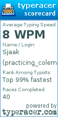 Scorecard for user practicing_colemak