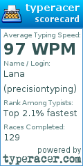 Scorecard for user precisiontyping