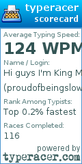 Scorecard for user proudofbeingslow