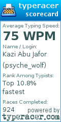 Scorecard for user psyche_wolf